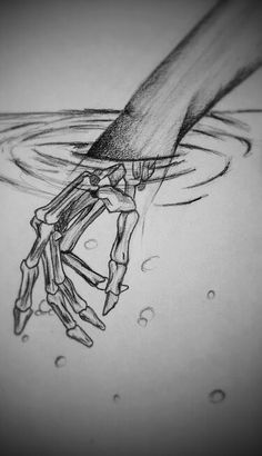 a drawing of a hand in the water