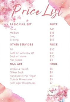 This List is for when ever u need ur nails dome and ur on a budget Price List Design Salon Nails, Nail Design Price List, Nail Services Menu Price List, Nail Tech Business Name Ideas, Nail Tech License Display, Nail Names Ideas Instagram, Nail Prices List For Beginners, Nail Tech Service List, Nail Prices By Length