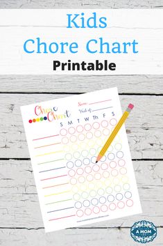 kids's chore chart printable with pencil and paper