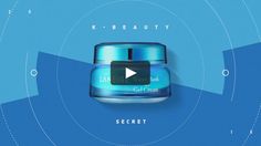 a blue jar with the words k beauty on it and an image of a face cream