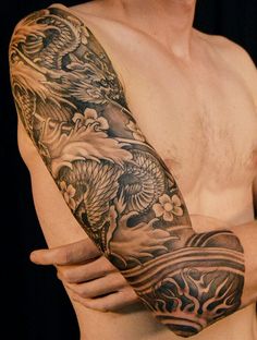 a man's arm with tattoos on it