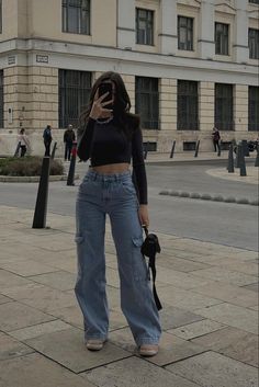 Sexy Outfit inspo Cargo Outfits Women, Wide Leg Outfit, Look Jean