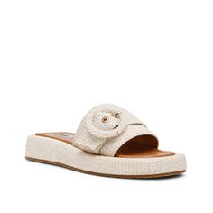 Anne Klein-Starla Sandal The Starla sandal by Anne Klein can make you look like a supermodel. Be it the interesting woven-like patterns or the embellished buckle, you can never get enough of compliments wearing this square toe sandal. Square Toe Sandals, Anne Klein, Buckle, Sandals, Cream, Square, How To Wear