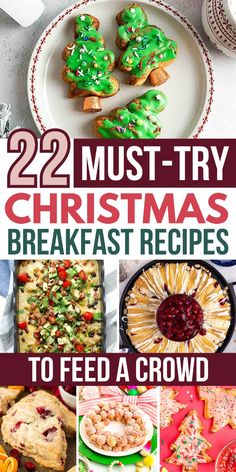 Need the best Christmas breakfast recipes for a crowd?? These Christmas breakfasts will be so popular with everyone at your Christmas party!!! Try these Christmas breakfast recipes that are such crowd pleasers like overnight pancake casserole, crescent roll breakfast casserole, Christmas tree pop tarts (my kids favorite), Christmas cinnamon rolls, and more!!  Pin these unforgettable holiday brunch recipes for later! Overnight Breakfast Casseroles Christmas, Fun Christmas Brunch Ideas, Healthy Christmas Brunch Ideas, Christmas Brunch Ideas For A Crowd, Christmas Breakfast For A Crowd, Christmas Breakfast Party Ideas, Christmas Food Breakfast, Christmas Breakfast Appetizers, Overnight Pancake Casserole