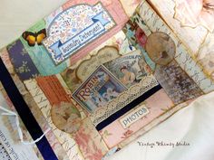 an altered book with many different pictures on it