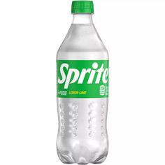 a bottle of sprite lemon lime water on a white background with the word sprite written in green