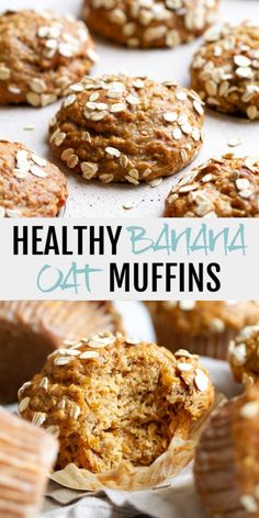 healthy banana cat muffins with oats in the middle