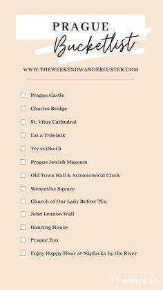 the prague bucket list with text overlay