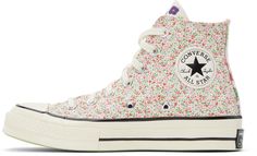 High-top canvas sneakers in pink. Graphic pattern printed throughout. · Round rubber cap toe · Lace-up closure · Eyelet vents at inner side · Logo patch at inner side · Rubberized logo patch at heel · Cushioned Ortholite® footbed · Canvas lining · Treaded rubber sole Supplier color: Decade pink/Egret/Egret Pink Low-top Cotton Sneakers, Pink Cotton Low-top Sneakers, Pink Canvas High-top Sneakers With Rubber Sole, Pink Cotton Sneakers With Vulcanized Sole, Pink Cotton Sneakers With Round Toe, Pink Cotton Round Toe Sneakers, Pink High-top Cotton Canvas Shoes, Multicolor Cotton Sneakers For Streetwear, Pink Cotton High-top Canvas Shoes