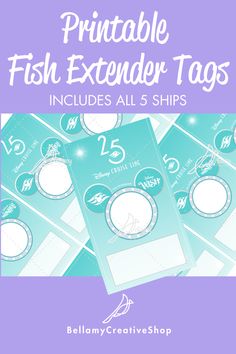 Printable Fish Extender Gift Tags Shimmering Seas 25th Anniversary Cruise Write-In instant Download Anniversary Cruise, Sea Gifts, Disney Cruise Line