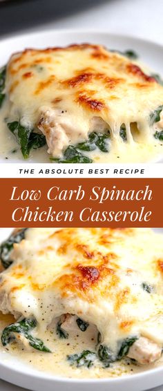 Image for Low Carb Spinach Chicken Casserole Chicken Spinach Casserole, Meals Without Carbs, Spinach Chicken Casserole, Chicken And Spinach Casserole, Chicken Spinach Recipes, Spinach Recipes Healthy, Spinach Casserole, Spinach Chicken, Chicken Fresh