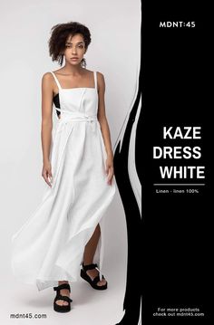 A dashing addition to your summer wardrobe, Kaze in white is a trapeze-outlined dress that promises a dainty and dreamy presentation. Urban Fashion Women, Stylish Clothes For Women, Flowy Skirt, White Outfits, Tie Belt, Outfits Aesthetic, Dress White