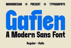 the modern sans font is displayed in blue and beige colors, with black letters that read caffen