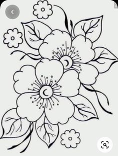 a drawing of flowers on a white background