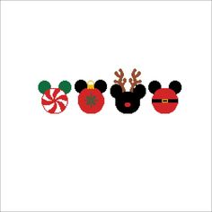 the mickey mouse christmas ornament cross stitch pattern