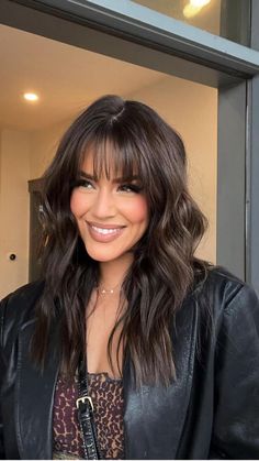 Different Hairstyles With Curtain Bangs, Dark Medium Length Hair With Bangs, Mid Length Haircut With Bangs And Layers, Alisha Marie Bangs, Long Textured Bob Messy Lob, Wispy Choppy Bangs, Bangs Diamond Face Shape, Best Bangs For Fine Hair, Wispy Bangs Long Hair Face Shapes