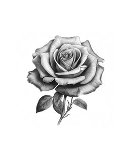 a black and white drawing of a rose