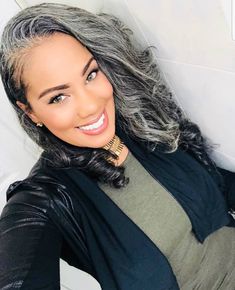 We LeAd By ExAmPle! If You Don't Know What I Mean... @starr__0404 Is Sharing More Smiles! THIS Is How We Start Our Day! 🤗 . .… Gray Highlights On Dark Hair Black Women, Salt And Pepper Hair Black Women, Gray Highlights On Brown Hair, Brown Hair Over 50, Hair For Women Over 50, Highlights On Brown Hair, Gray Highlights, Highlights For Brown Hair