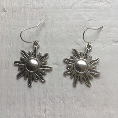 ☀️ Sun earrings, sun lover gift, statement big suns for your ears, Tibetan silver sun earrings, perfect for summer or sun lovers! ☀️ I've made these using Tibetan silver charms hung from good quality silver plated earrings. ☀️ There's plenty of detail and they make a brilliant present or a summery treat for yourself. ☀️ Sun measures approximately 1 1/4" (just under 3 cm) long. ☀️ I post out the same day or worst case scenario the next, unless it's the weekend then it's first thing Monday - I pri Sterling Silver Earrings For Everyday Summer Wear, Everyday Summer Pierced Earrings, Summer Everyday Pierced Earrings, Sunburst Shaped Jewelry As Summer Gift, Sunburst Shape Summer Gift Jewelry, Summer Sunburst Jewelry Gift, Summer Sun Design Jewelry Gift, Sunburst Earrings As Gift, Bohemian Sun Design Earrings For Summer