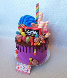 a birthday cake decorated with candy and candies