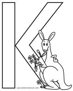 the letter k is for kangaroo coloring page