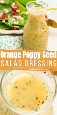 an orange poppy seed salad dressing in a jar