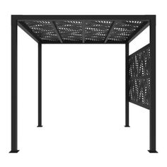 a black pergolated gazebo with an open roof