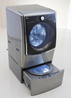 a washer and dryer stacked on top of each other