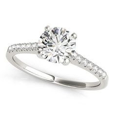 14k White Gold Single Row Scalloped Set Diamond Engagement Ring (1 1/8 cttw) Round Diamond Setting, Beautiful Diamond Rings, Fancy Rings, Round Diamond Ring, Diamond Engagement Ring Set, Ladies Diamond Rings, Diamond Solitaire Rings, Womens Engagement Rings, Engagement Ring Settings