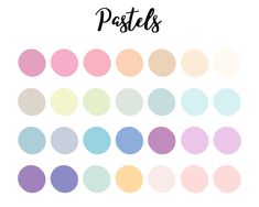 pastel circles with the words pastels in black text on top and below them