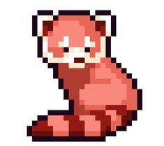 an old school pixel art style image of a pink cat with big eyes and long legs