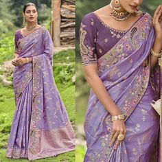 Lavender Designer Silk Saree with stitched Blouse Work Saree, Indian Saree, Indian Wear, Elegant Saree for Women in USA UK Canada Australia Lilac Saree, Lavender Saree, Designer Silk Saree, Blouse Indian, Women Saree, Saree Floral, Purple Soft, Floral Work