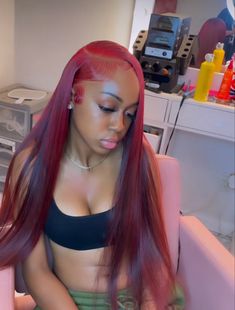 Red Quick Weave, Frontal Wig Hairstyles, Beautiful Black Hair, Quick Weave Hairstyles, Dyed Hair Inspiration, Frontal Hairstyles, Pretty Hair Color, Burgundy Hair, Quick Weave