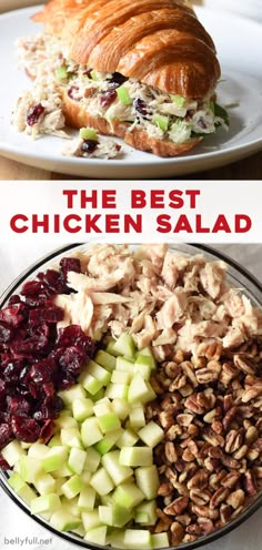 chicken salad with cranberries, apples, and pecans in the middle is shown