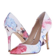 Brand New With Box. Chic White Heels With Floral Print, Feminine Fitted Heels With Floral Print, Chic White Floral Print Heels, Feminine Fitted Floral Print Heels, Fitted Feminine Floral Print Heels, Charles David, Shoes Women Heels, Stiletto Heels, Shoes Heels