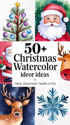 christmas watercolor ideas and free painting templates