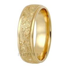 6mm 10K 14K 18K Yellow Gold Hand Engraved Mens Wedding Bands Mens Engraved Wedding Bands, Hand Engraved Wedding Band, Star Wedding Band, Bands Rings, Gold Wedding Bands, Wedding Band Engraving, Engraved Wedding Rings, Mens Gold Wedding Band, Yellow Gold Wedding Band