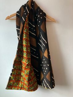 Authentic Mudcloth Bogolan scarf Warm cotton flannel on reverse side or Ankara in reverse 15 x 65 inches Brown Cotton Scarves For Fall, Stretch Bands, Pre Wedding Photoshoot, Mud Cloth, Cotton Flannel, Wedding Photoshoot, Dressmaking, Plaid Scarf, Ankara