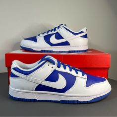 Nike Dunk Low Racer Blue White Condition: Brand New With Box Size: Mens 8 = Womens 9.5 Ships Same Day W/ Usps 2-3 Day Priority Mail Smoke And Pet Free Home Let Me Know If You Have Any Questions :) Check My Page For A Variety Of Shoes Such As Jordans, Nike Dunks, Air Max 270 , Air Force 1 , Air Max 97 , Air Max 90, Etc! Classic Blue Skate Shoes With Rubber Sole, Classic Blue Sneakers With Rubber Sole, Classic Blue Lace-up Sneakers, Classic Blue Sneakers With Contrast Sole, Classic Blue Basketball Shoes, Classic Blue Basketball Shoes For Sports, Classic Blue Basketball Shoes With Round Toe, Classic Blue High-top Sneakers, Classic Blue Low-top Custom Sneakers