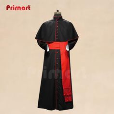 🌟 Black Clergy Attire - Priest Robe, Religious Clothing, Church Uniform, Black Bishop Cassock, Monk Robe - Custom Size 🌟 ✨ **Product Features ★ Cassock Features 33 buttons up the front, symbolizing the 33 years of Christ's life on earth ★ Material: Wool, Cotton (Custom Fabric available on request) ★ Color: Black with red trim (Custom color available on request) ★ Personalization: Yes ★ Custom Sizing: Yes, Perfect for Men, Women, and Children. ★ Care Instructions: Dry clean only to maintain the Priest Outfit Aesthetic, Fantasy Priest Outfit, Priest Uniform, Priest Outfit, Priest Robes, Priest Costume, Religious Ceremony, Church Ceremony, Church Outfits