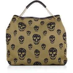 Bag with skull print-Alexander McQueen Alexander Mcqueen Handbags, Skull Purse, Alexander Mcqueen Bag, Skull Bags, Canvas Purse, Stylish Handbags, Brown Tote