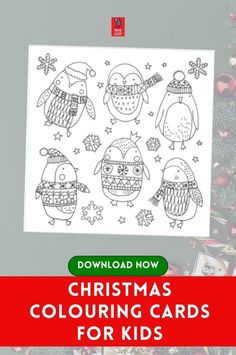 Free Printable Christmas Penguin Cards: Looking for cute penguin colouring ideas? These printable Christmas cards to color feature penguins in cozy jumpers, making them perfect for kids! Ideal as fun Christmas crafts, these free printable Christmas coloring pages are great for creating DIY Christmas cards and cute Christmas cards that kids will love to color. Printable Christmas Cards For Kids, Penguin Christmas Cards, Penguin Cards, Adorable Penguins, Colouring Ideas