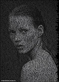 a black and white photo of a woman with words written all over her face in different languages