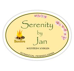 the logo for serenity by jan is shown in yellow and pink flowers on a white background