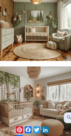 before and after photos of a baby's room in the same color scheme as seen on instagram