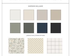 the color scheme for sherylin williams's wallpapers is shown in various shades