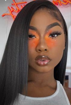 Glamour Makeup Looks, Orange Eyeshadow, Orange Makeup, Carnival Makeup, Makeup For Black Skin, Brown Skin Makeup, Cool Makeup Looks, Glam Makeup Look