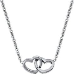 Double Heart Engraved Necklace - W/ Real Rose & Rose Box - Dazzle Wears Formal Stainless Steel Jewelry For Valentine's Day, Boyfriends And Girlfriends, Silver Bay, Couple Necklace, Gifts For Men And Women, Real Rose, Couple Necklaces, Custom Pendants, Double Heart