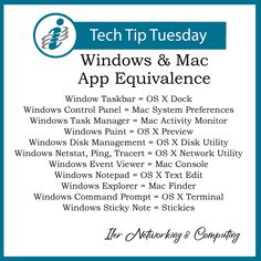 the tech tip tuesday windows & mac app equavalence