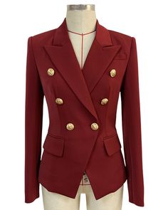 ALLARA Alexis Dark Red Blazer - Women's Fashion from ALLARA - www.shopallara.com Red Double-breasted Blazer For Formal Occasions, Red Double-breasted Long Sleeve Blazer, Red Long Sleeve Double-breasted Blazer, Fitted Burgundy Office Blazer, Elegant Red Blazer With Buttons, Elegant Red Blazer With Button Closure, Red Button-up Formal Blazer, Red Button-up Blazer For Formal Occasions, Red Double-breasted Blazer For Office